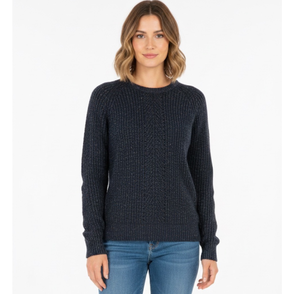 LOUBELLA Extendables Cottagecore Marled Crew Neck Sweater, Women’s M, Blue
